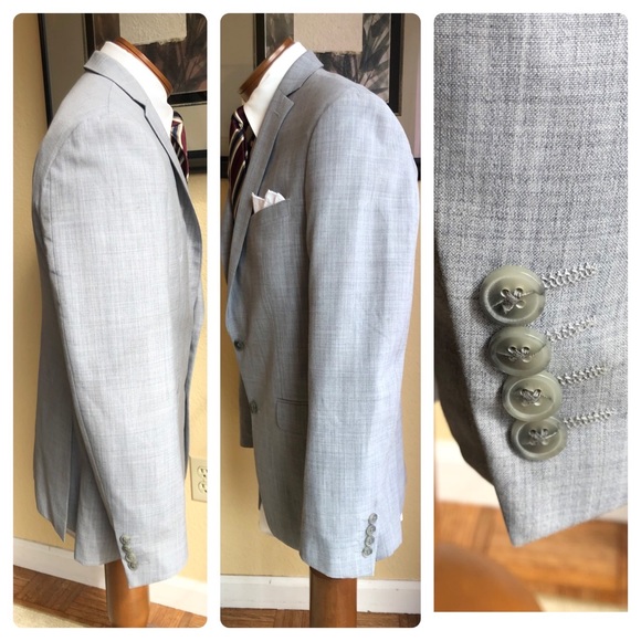 Bar III Wool Blend 2 Button Light Gray Jacket 38R - Picture 12 of 15